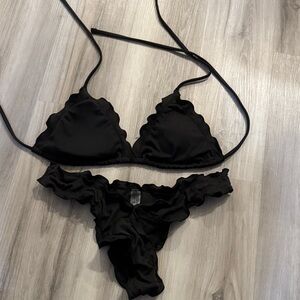 SHEIN Black Scalloped Bikini Set